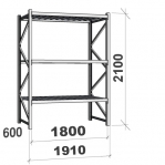 Starter bay 2100x1800x600 480kg/level,3 levels with chipboard