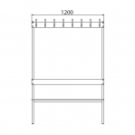Single bench 1700x1200x400 with 8 hook rail