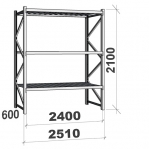 Maxi starter bay 2100x2400x600 300kg/level,3 levels with steel decks
