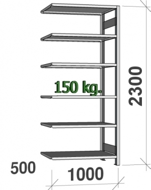 Laoriiul lisaosa 2300x1000x500 150kg/riiuliplaat,6 plaati