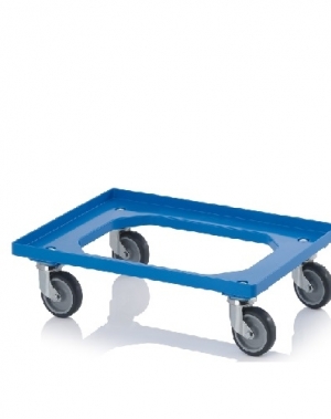 Kastikäru ABS-plastist 620x420x168mm, sinine hallist kummist rattad