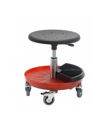 Taburet Sigma 400P ratastega, kõrgus 370-500 mm, punane alus