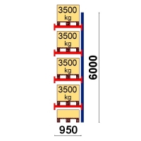 Kaubaaluse riiul lisaosa 6000x950 3500kg/alus,5 alust