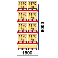 Kaubaaluse riiul lisaosa 6000x1800 1170kg/alus,10 alust