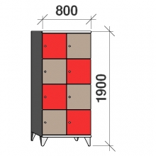 4-Tier locker, 8 doors, 1900x800x545 mm