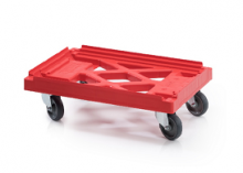 Kastikäru  600x400x190mm, punane, kummist rattad