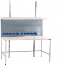 Worktable set 1500x800 with Shelf, Perfo panel and 10 bins, Tabletop HPL